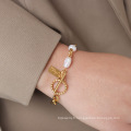 Shangjie OEM Joyas Fashion Femmes Bracelets en acier inoxydable 18K Bracelets de perles d&#39;eau douce d&#39;or 18k Bracelets